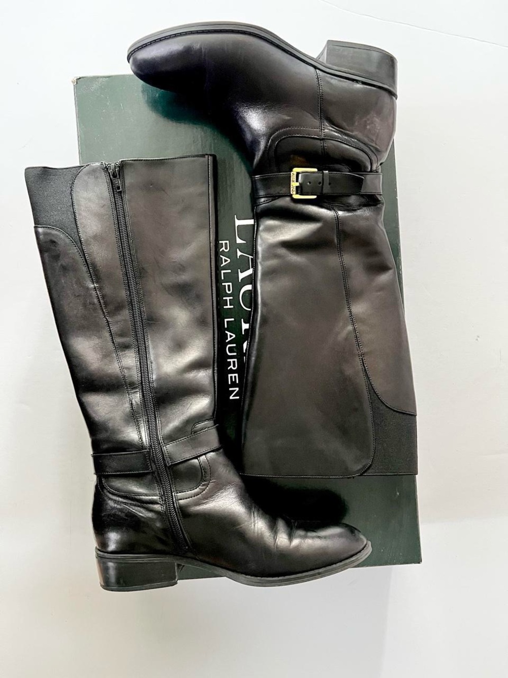 Ralph Lauren Equestrian Tall Black Riding Boots Size 7.5